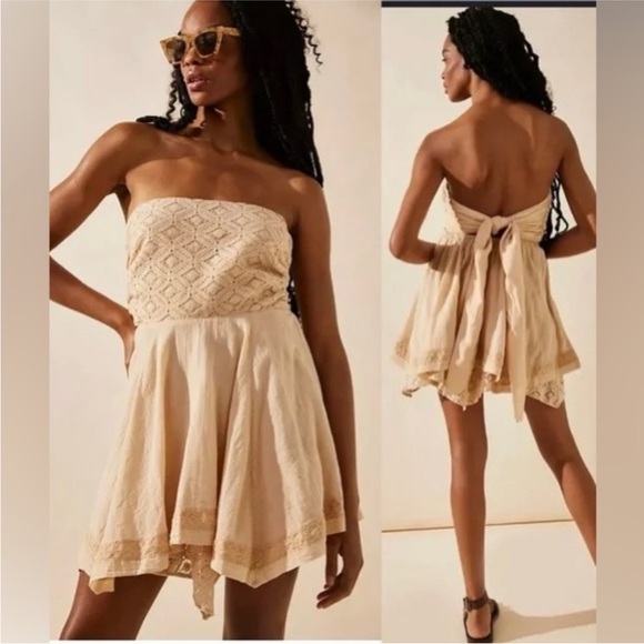 NWT! FREE PEOPLE romanticize nude peach dress, M. - Picture 7 of 12